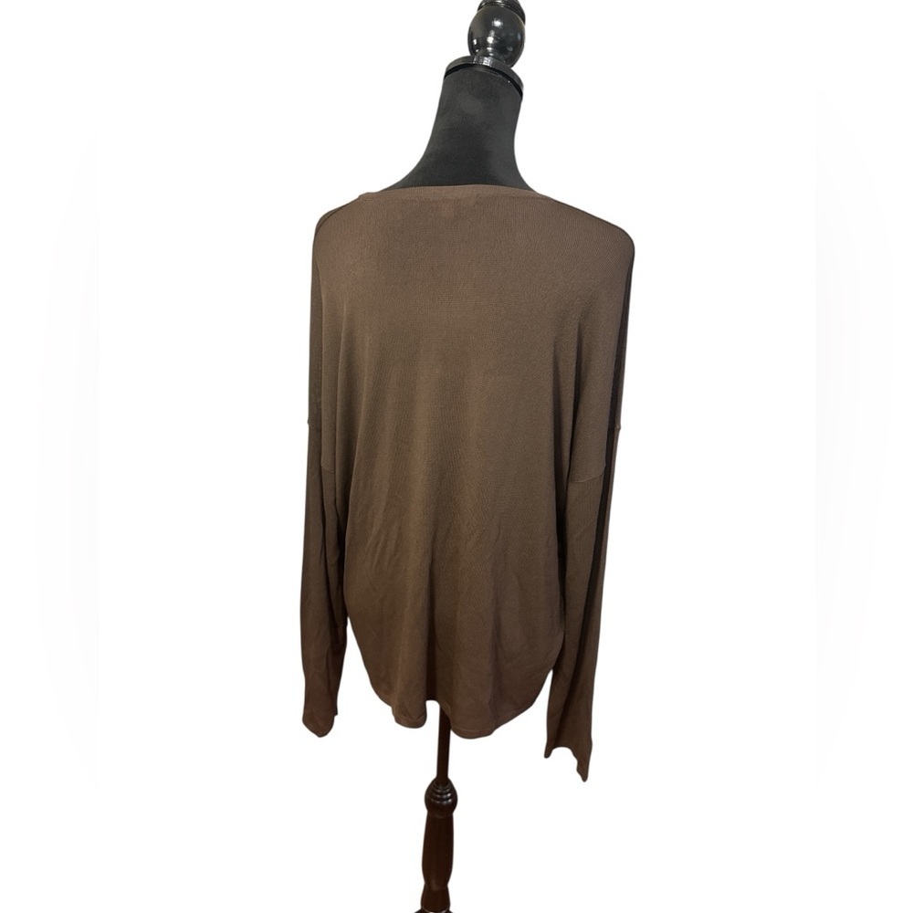 Shamask Brown Oversized Top Size Small Rayon Minimalist Quiet Luxury USA Made - Picture 4 of 9